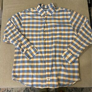 Izod Blue and Orange Plaid Button Down Shirt